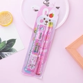 Pink 5-piece stationery set with cartoon rabbit design including pencils and ruler - Rabbit / Pink