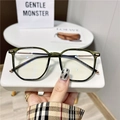 Retro TR90 square frame glasses in dark green with a stylish matte minimalist finish - Transparent Green Silver