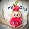 Plush apple doll outfit with cherry headpiece for second generation labubu toy - Red Apple Bread-shaped Two-piece Set / First And Second Generation Keychains Are Compatible With La Cloth Dolls. Dolls Not Included.