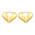 Minimalist gold broken heart hoop earrings with a polished finish and latch closure - Broken Heart Smooth Earrings (MS-508) / Gold (MS-508)