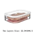 Contenitore impilabile a due strati con coperchio, misura 22,5x16x6,5 cm, per conservare salumi - 22.5x16x6.5cm / 2 Strati/Trasparente