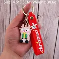 Cute reindeer PVC keychain holding a gift box with a red Christmas wrist strap - Christmas Reindeer-7