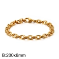 Gouden titanium stalen O-schakelarmband voor heren, maat B 200x6mm in minimalistische stijl - Goud 6mm Dik (KB113958-Z)