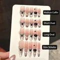Uñas postizas ojo de gato gris plata con cisne y perlas en cuatro formas diferentes - Extra Pequeño (XS) / Ataúd Medio