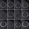 Variety of twelve classic silver stainless steel Cuban and Figaro chains for men - 21cm / Silver/12-Piece Bracelet Set