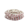 Elastic bridal bracelet with 2.0mm silver-tone base featuring clear and pink rhinestones - Silver Multi-layer Pink White Rhinestone