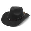 Chapeau de cowboy en feutre noir classique avec clous étoiles et bande en cuir - M (56-58cm) / Noir