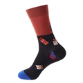 Calze natalizie con motivi a pacco regalo in rosso, nero e blu dal design festivo - 1348-Scatola Regalo Nera