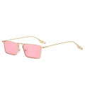 Minimalist square metal sunglasses with pink lenses and gold frame in a trendy style - Gold Frame Pink Lens C6