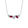 Elegant S925 sterling silver necklace with pear-cut white and deep red zircons - Lzn05-p For Sale