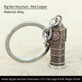 Macro shot of an antique copper alloy Big Ben model keychain with a 8.5cm metal ring link - Multi-size / Big Ben Small Antique Red Copper
