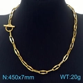 Collana a labbro dorata in acciaio al titanio con chiusura OT su base da 450 mm - Oro