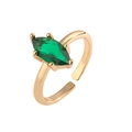 Adjustable gold ring with marquise-cut green gemstone in a minimalist vintage style - Adjustable Open / Green Marquise