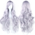 Long wavy lavender purple cosplay wig with side-swept bangs in heat-resistant synthetic fiber - Silver Gray