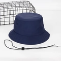 Waterproof quick-dry dark blue bucket hat with adjustable black chin drawstring - S 56CM / Navy Blue