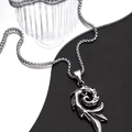 Collier avec pendentif totem phénix punk unisexe en acier titane argent poli - 60CM