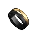 Anello bicolore 8mm in acciaio inossidabile con finitura spazzolata nera e bordi oro - Taglia unica / Nero e Oro