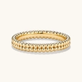 Détail d'une bague à double rangée de perles en argent S925 avec finition dorée polie - Taille HK 17 (Taille US 8) / Or 18K