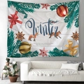 Winter themed Christmas tapestry with fox and snowflakes pattern over a modern living room sofa - 150x130cm / Style 3-Winter Christmas Forest Fox