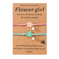 Detail of pink and blue enamel flower bracelets with pearls on Flower Girl gift card - Flower Bracelet / Pink + Blue