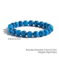 8mm blue turquoise natural stone beaded stretch bracelet with black vein patterns - Blue Turquoise