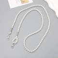 Crossbody phone strap featuring glossy white faux pearls and secure silver lobster clasps - K1894 New Pearl Crossbody