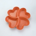 Orange four-compartment heart-shaped serving tray for snacks and dried fruits - Sunset Orange-Clover Dish