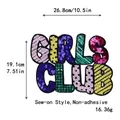 Patch pailleté GIRLS CLUB extra large à coudre, décoration brodée multicolore pour vêtement - GIRLS CLUB (Multicolore/Sans Adhésif)