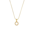 Elegant 18K gold plated snake chain necklace with circular pearl pendant on white background - Letter O