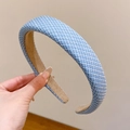 Pastel blue denim texture wide headband with thick non-slip lining for women - Blue