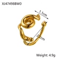 Detailed macro view showing the size dimensions and weight of this gold liquid metal ring - XJ47498BW0/Gold Double Spiral