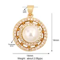 14mm round micro-pave zircon heart pendant with white pearl in a golden finish - Gold Round Pearl Zircon