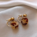 Dettaglio degli orecchini con palline in ecopelliccia leopardata e metallo dorato - 3# Ago d'Argento-Oro-Caffè (Forma a C di Palla di Pelo Leopardata)