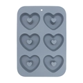 Stampo in silicone grigio a 6 cavità a forma di cuore per ciambelle e dolci - Grigio Nordico