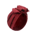 Women's French vintage style turban hat with large floral knot in wine red fabric - Burgundy