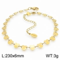 Tobillera ajustable de acero inoxidable dorado con un dije de corazón perforado - Estilo Corazón Dorado (KJ3725-Z)