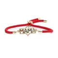 Adjustable red woven rope bracelet with gold MAMA pendant and colorful zircons - Red Rope Moon MOM Bracelet