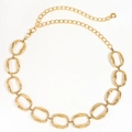 Golden metal waist chain featuring polished oval links and adjustable lobster clasp - 19461 Gold