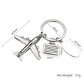 Custom silver airplane keychain with mini suitcase and engravable tag in zinc alloy - X-815 Airplane (with Suitcase Pendant)