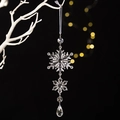 Pendentif flocon de neige en acrylique avec goutte de cristal pour sapin de Noël - Transparent