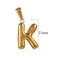 Mini gold bubble letter K pendant in 18K gold plated stainless steel 21mm size - Letter K / Gold
