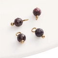 Faceted 4mm burgundy stone pendant with gold metal bead and ring for DIY jewelry - Garnet