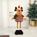 Standing Christmas reindeer doll with long legs wearing a red and green knit sweater - Elk / Small Size Height approx 55cm