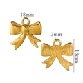Golden stainless steel bow pendant 18mm charm with 3mm hole size for jewelry DIY - Gold-11 (2.15g)
