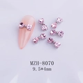 Pink crystal bow nail art jewelry with multi-faceted cut on long pink nails - Pink Silver Base Bow (8070)