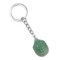 Mini portachiavi con ciondolo a forma di granata in pietra verde e anello d'argento - Avventurina Verde