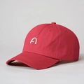 Rode katoenen baseballpet met wit 3D-borduurwerk letter A en verstelbare riem - Eén maat / Rood
