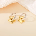 Minimalist gold star pendant with silver hoop earrings in two-tone titanium steel - Five-pointed Star / Gold and Silver Two-tone