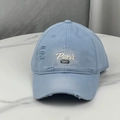 Sky blue distressed baseball cap with Paris 1976 embroidery and vintage ripped details - One Size (58-60cm) / Blue