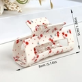 Claw clip with white base and red cherry polka dot pattern in 8cm x 5cm size - Square Medium Claw Clip / Red Cherry Square Claw